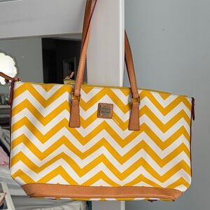 Dooney & Bourke Yellow and White Chevron Tote